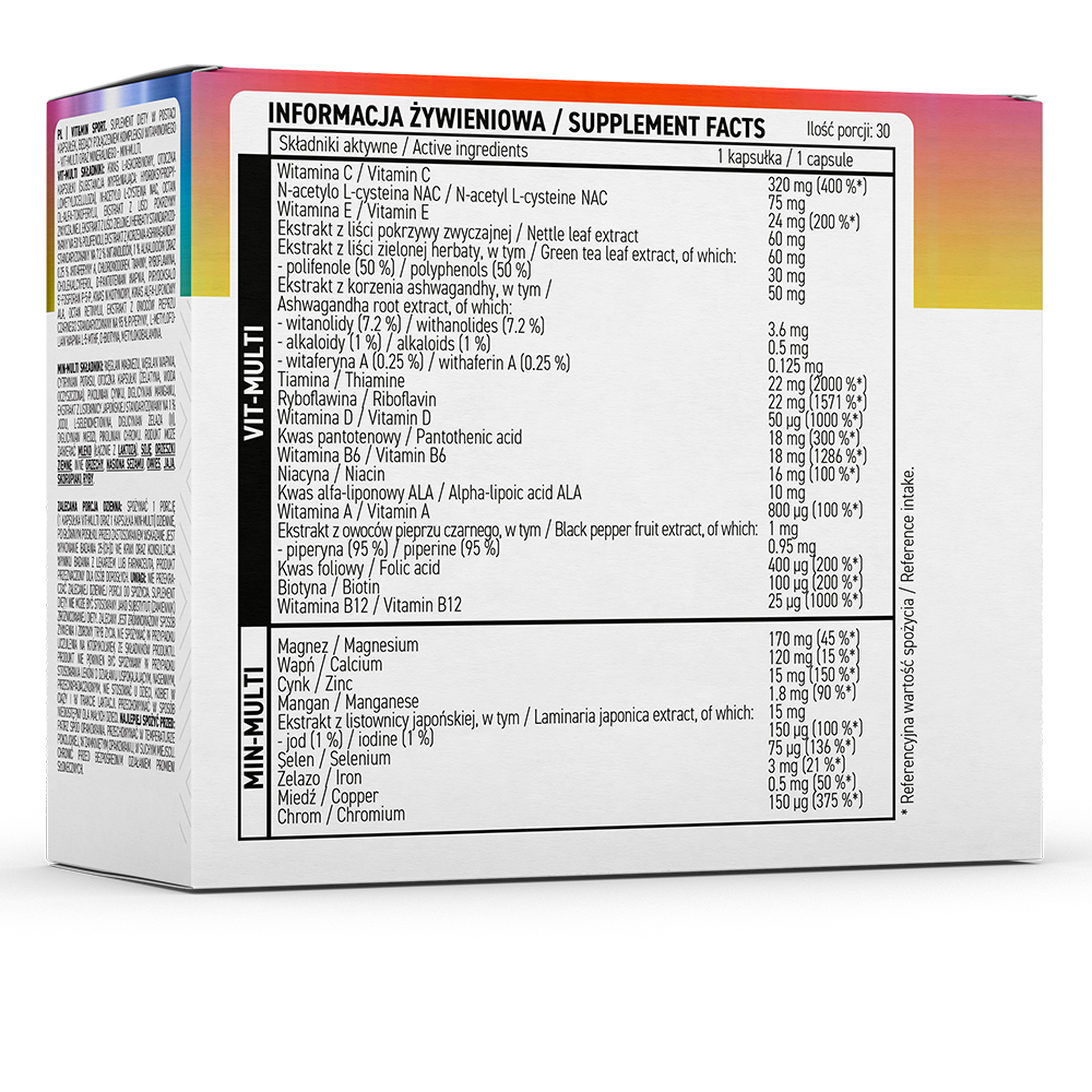 OstroVit VITA&MINERALS Sport – Komplett multivitamin for aktive (60 kapsler)