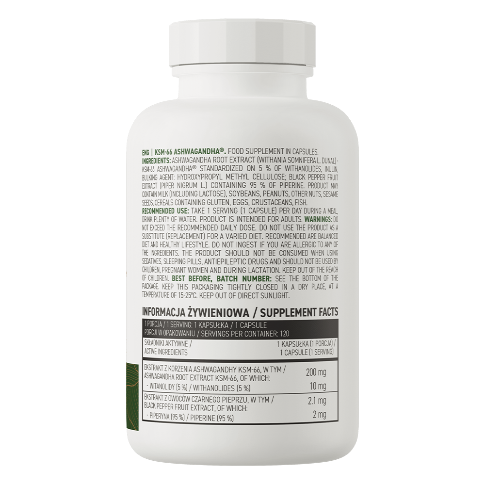 OstroVit KSM-66 Ashwagandha® VEGE – 120 kapsler