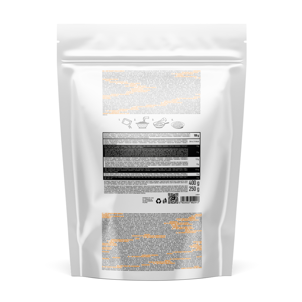 OstroVit Konjac Spaghetti 250 g Lavkalori, raskt tilberedt pasta laget av konjacmel.