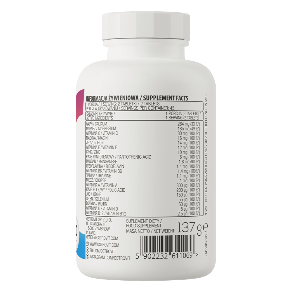 OstroVit 100% Vit&Min 90 tabletter – Komplett Multivitamin & Mineral