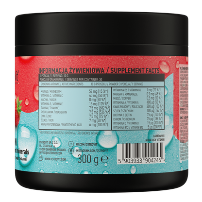 OstroVit Aqua Kick VIT&MIN 300 g – Jordbær | Vitaminer & Mineraler