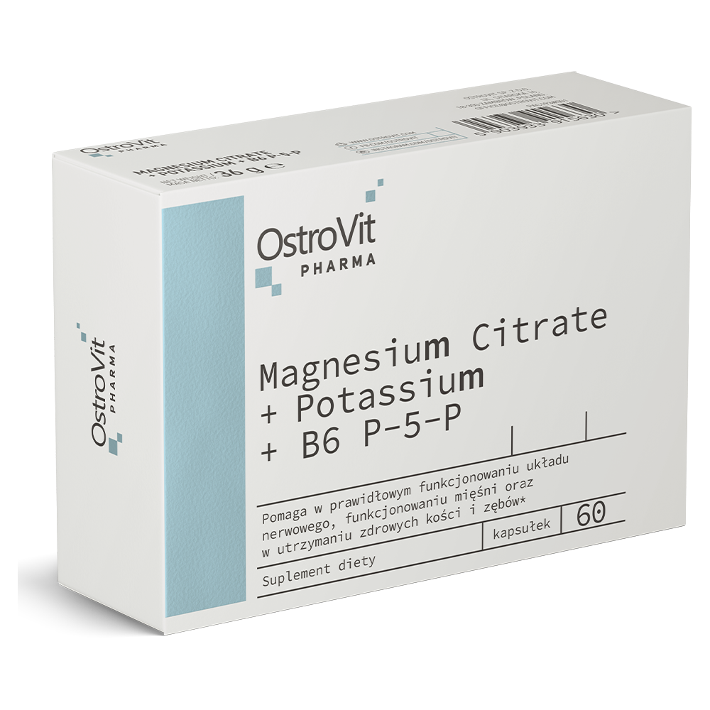 OstroVit Magnesiumsitrat + Kalium + B6 P-5-P 60 kapsler