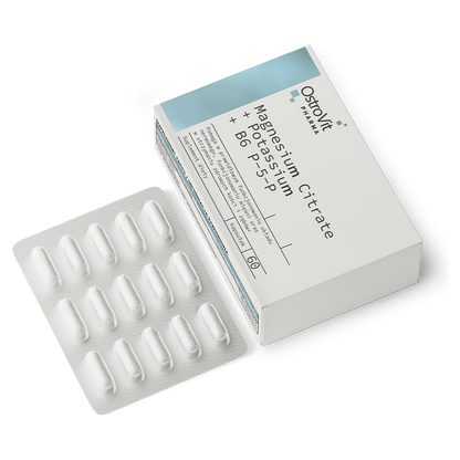 OstroVit Magnesiumsitrat + Kalium + B6 P-5-P 60 kapsler