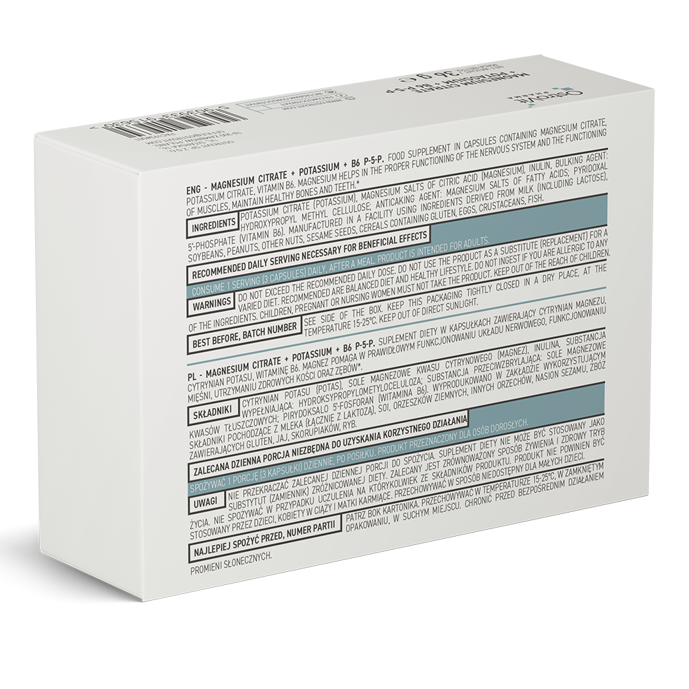OstroVit Magnesiumsitrat + Kalium + B6 P-5-P 60 kapsler