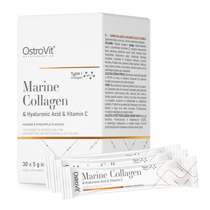 OstroVit Marine Collagen + Hyaluronsyre + Vitamin C 5g x 30 BOX Mango med Ananas
