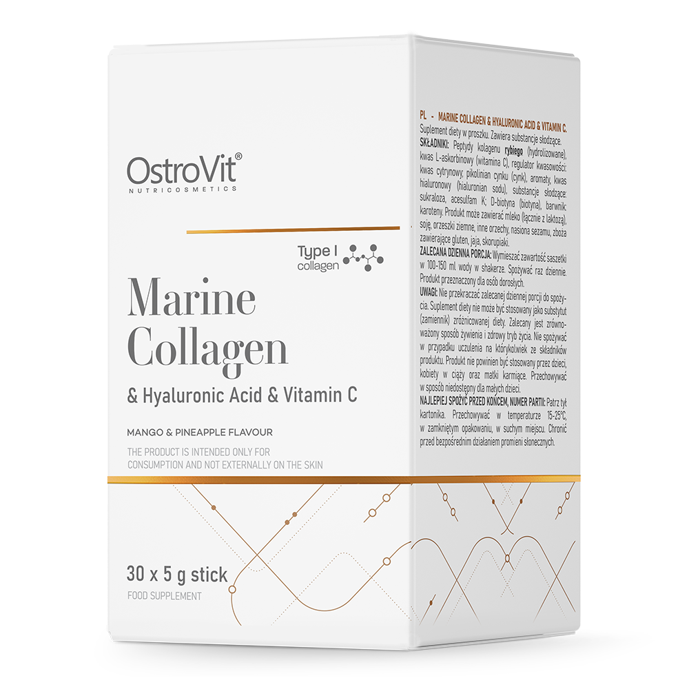 OstroVit Marine Collagen + Hyaluronsyre + Vitamin C 5g x 30 BOX Mango med Ananas