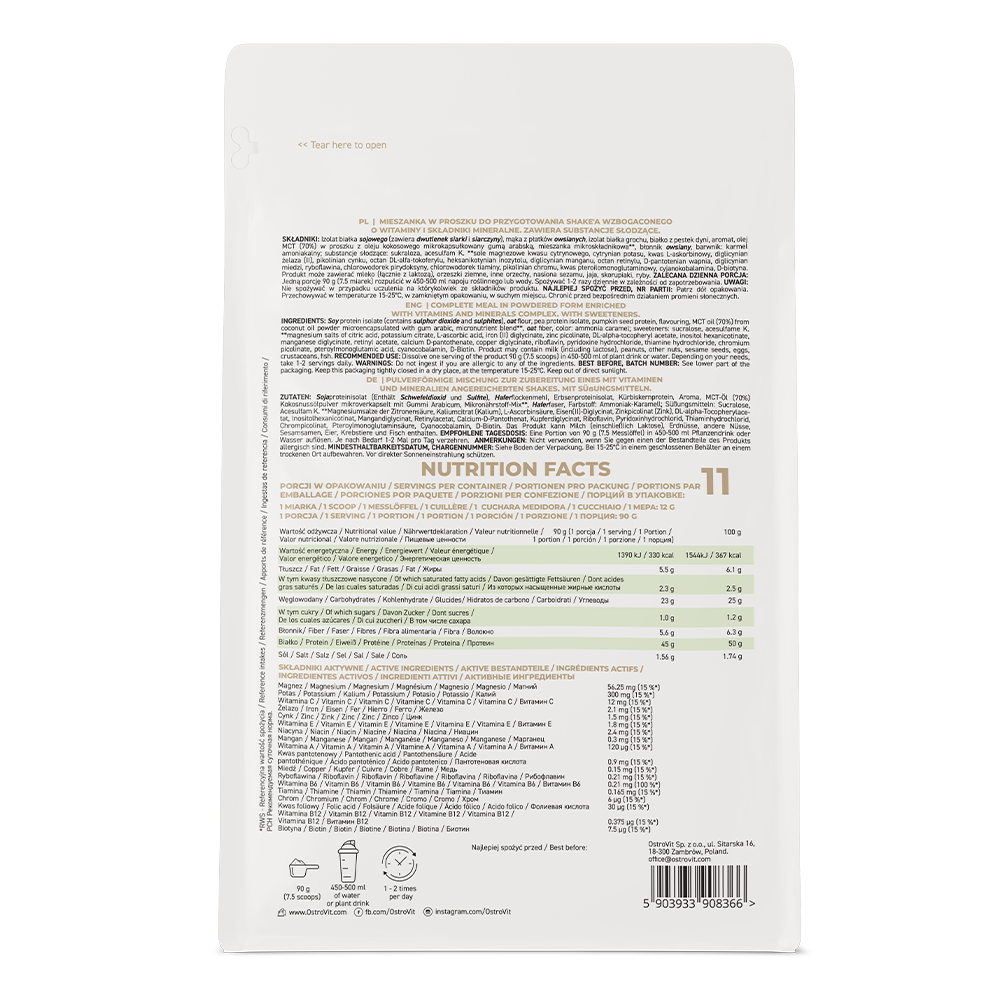 OstroVit Vegan Meal Shake – 1000 g Cappuccino