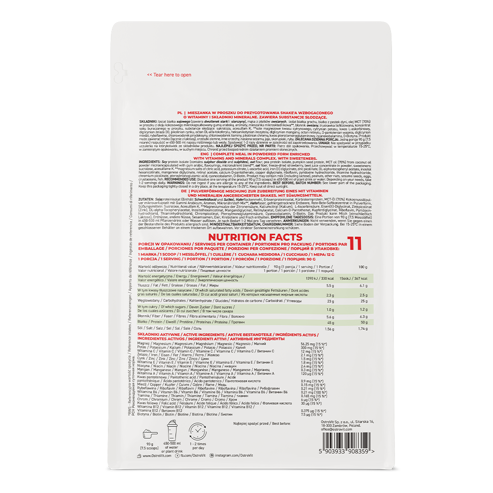 OstroVit Vegan Meal Shake 1000 g – Jordbær