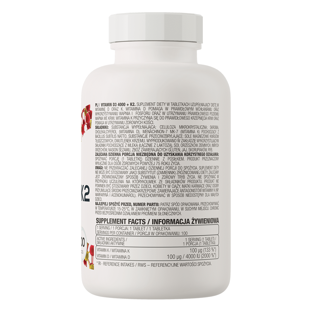 Vitamin D3 4000 IU + K2 100 tabletter OstroVit